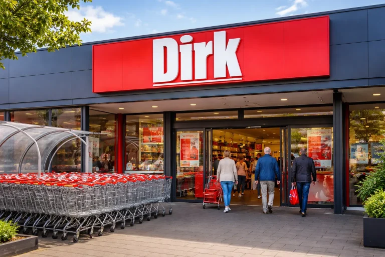 Ingang van een Dirk van den Broek supermarkt in Nederland